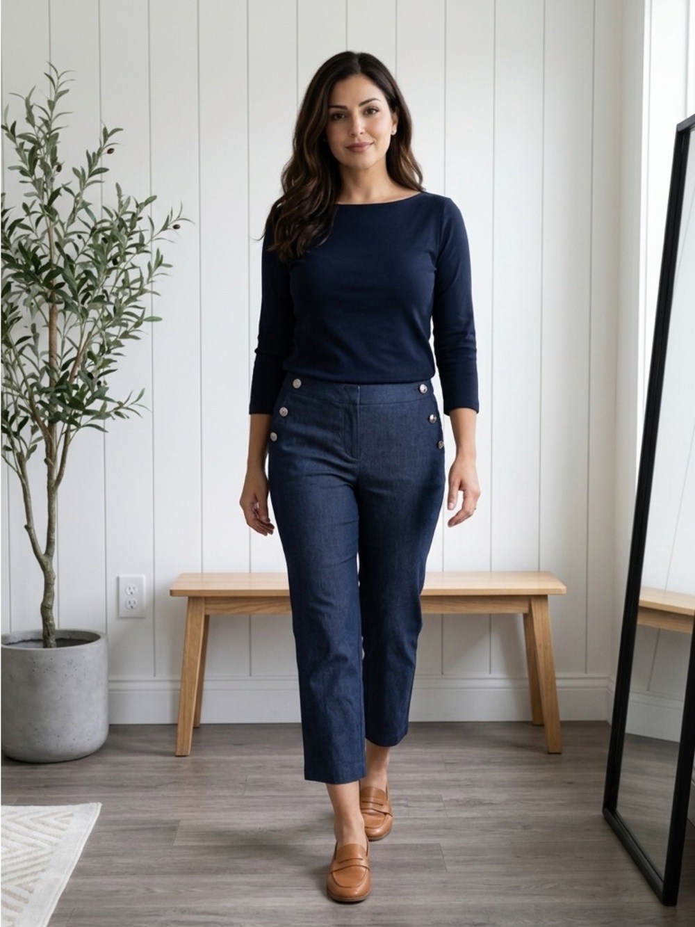 LOFT Navy The Riviera Slim Pants